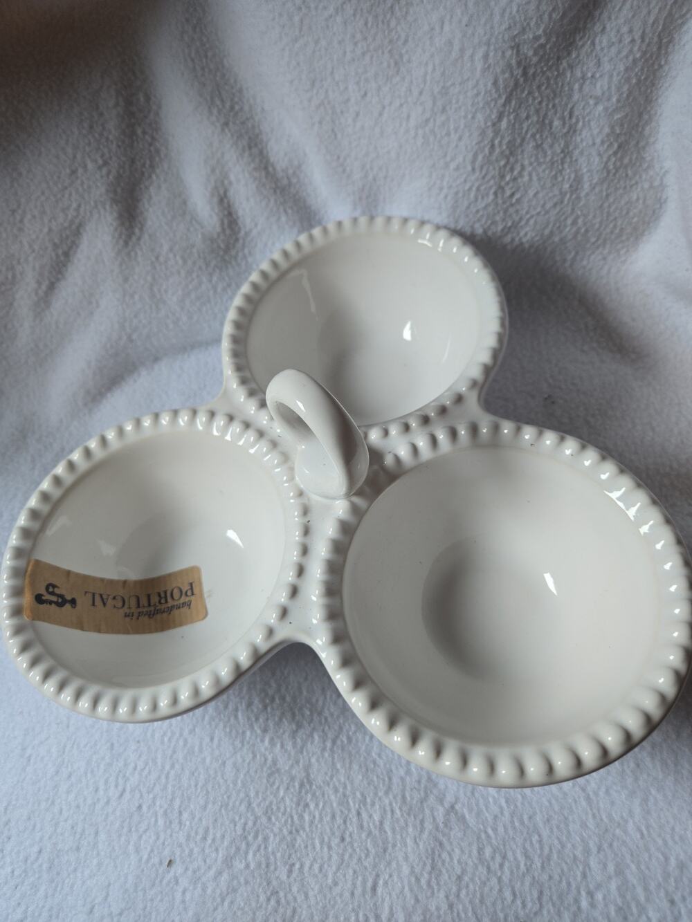 Perola White by MATCERAMICA Handled 3-Part divided Server